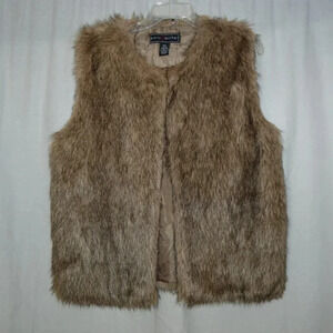Polly Esther Women Brown Faux Fur Vest M/L